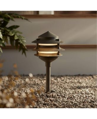 Three-Tier Pagoda 11" High Modern Outdoor Landscape Path Light Porch House LED Bulb