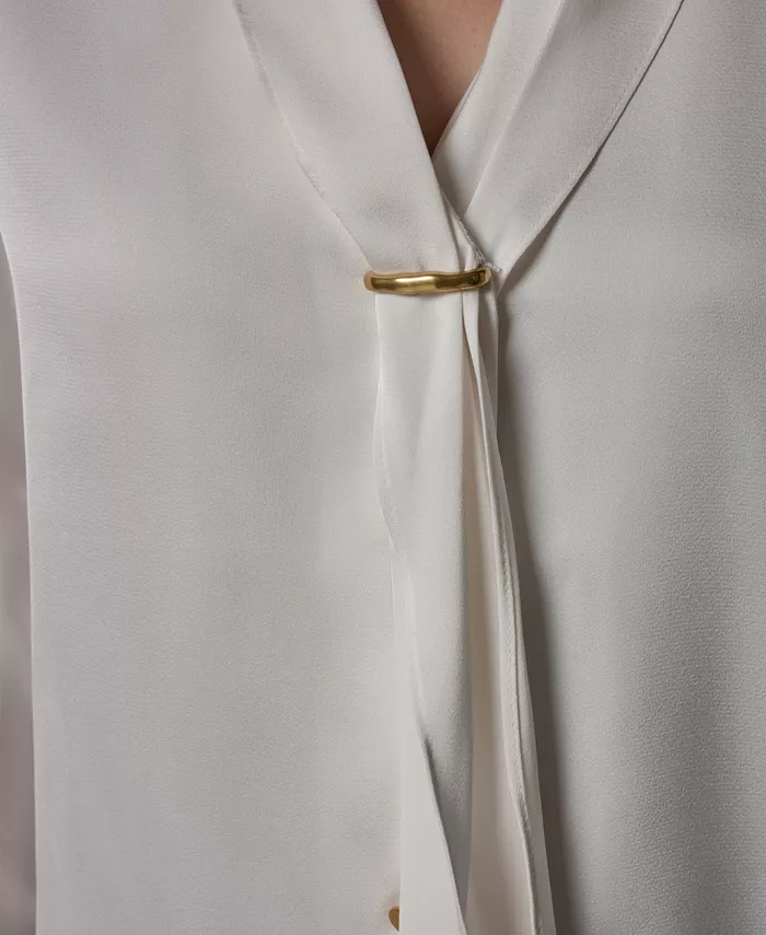 Petite Long-Sleeve V-Neck Pull-On Top - thumbnail 4