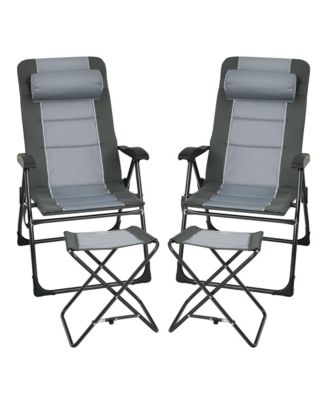 4PCS Folding Patio Recliner Chair and Ottoman Set w/ Adjustable Backrest