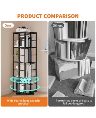 54" 360degree(s) Rotating Corner Bookshelf, Industrial Floor Standing Storage Organizer