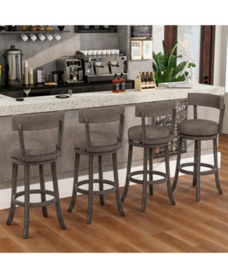 Bar Height Chairs Set of 4 w/ 360degree(s)   Swivel Seat Back and Cushioned Seat