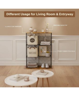 6 Cube Wire Closet Organizer Storage Shelf with Woodtop Sturdy Modular for Clothes Books Bedroom Office