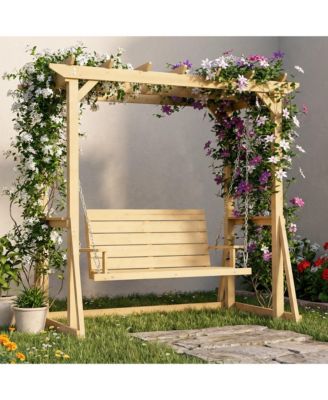Solid Wood Pavilion Style Swing Chair, Garden Swing, Porch Swing