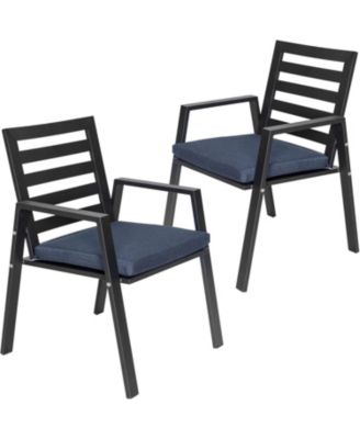 Chelsea Outdoor Dining Armchair Set of 2, Modern Patio Chair with Aluminum Frame, Weather Resistant UV-Protected Cushions Olefin Fabric