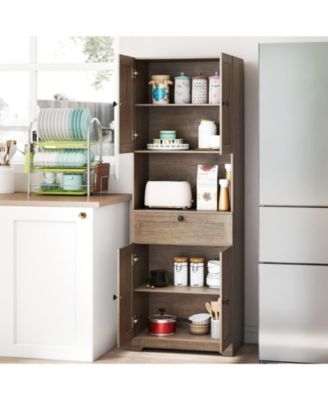 67.5-Inch-Tall Modern Freestanding Floor Storage Cabinet with 4 Doors and 1 Drawer