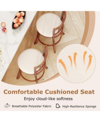 Swivel Counter Height Chairs Set of Two with Upholstered Seats