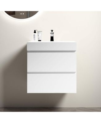 24" Wall Mounted Bathroom Vanity with Sink, Modern Large Storage Floating Bathroom Vanity without Faucet, Pre-assembled