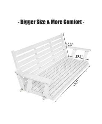 3-Seater 5FT Extra Large Wooden Porch Swing, Ergonomic Seat, Bench Swing Heavy Duty 880 LBS, for Outdoor Patio Garden Yard