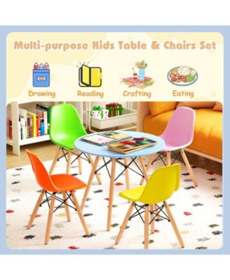 Five Piece Kids Colorful Table Set with Four Chairs