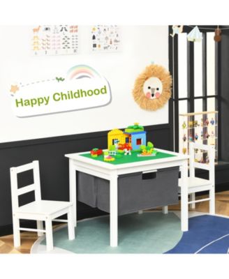 2 in 1 Kids Activity Table and Chairs Set with Storage
