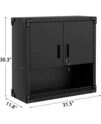 Heavy Duty Steel Wall Cabinet with Lock, Hanging Storage Organizer with Shelves, Rust-Resistant Garage, Workshop