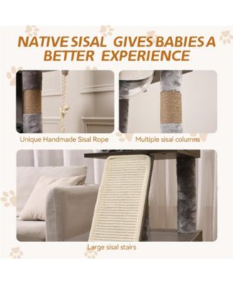 Cat Tree, 66.9-Inch Cat Tower with Litter Box Enclosure, with Hammock, Washable