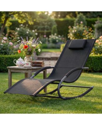  Adjustable Patio Chaise Lounge with Pillow, All-Weather Steel Frame and Breathable Mesh, Pool Lounge Chairs for Patio