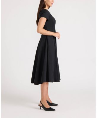 Women's Poplin Cap-Sleeve Paneled Dress