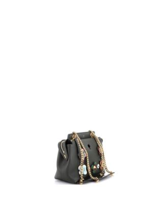 Small Flowerland DotCom Convertible Satchel Embellished Leather
