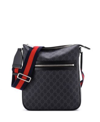 Medium Web Strap Front Zip Messenger Bag GG Coated Canvas