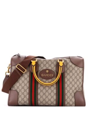 Medium Neo Vintage Web Duffle Bag GG Coated Canvas with Leather