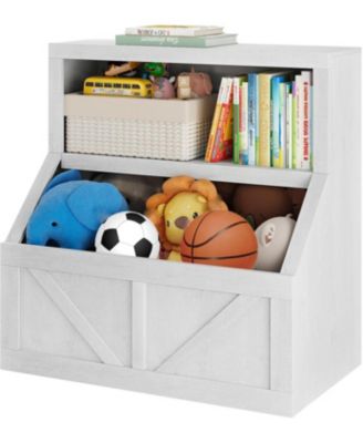2-Tier Kids Bookshelf and Toy Storage Organizer, Toddler Bookcase with Cabinet for Playroom and Bedroom