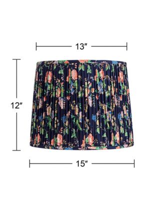 Sally 13" Top x 15" Bottom x 12" High x 12" Slant Print Lamp Shade Replacement Pleated Rose Floral Spider Harp Finial