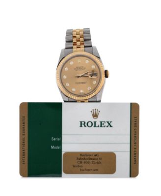 Oyster Perpetual Datejust Automatic Watch in Stainless Steel and Gold with Diamond Markers 36mm