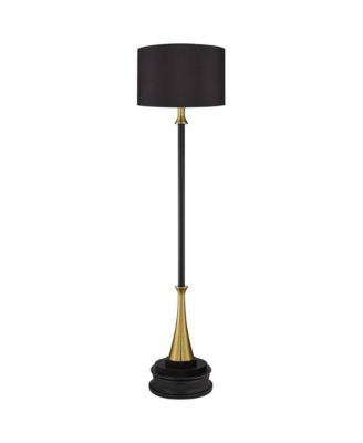 Burbank Mid Century Modern Art Deco 70" Tall Floor Lamp with Dimmer Round Riser Brass Drum Shade for Living Room