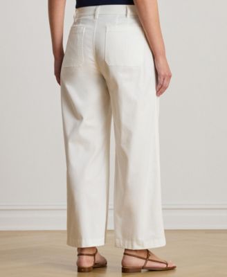 Plus Size Stretch Chino Wide-Leg Cropped Pants