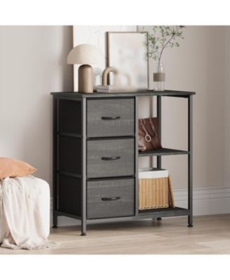 3 fabric file cabinet and printer stand with open shelf and steel frame-compact under desk organizer.