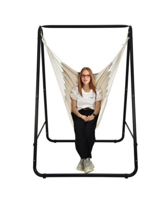 Hammock Chair Stand Hanging Padded Swing Heavy Duty Steel Outdoor