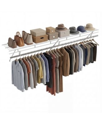 Closet Shelves Wall Mounted with Hanging Rod for Laundry Room