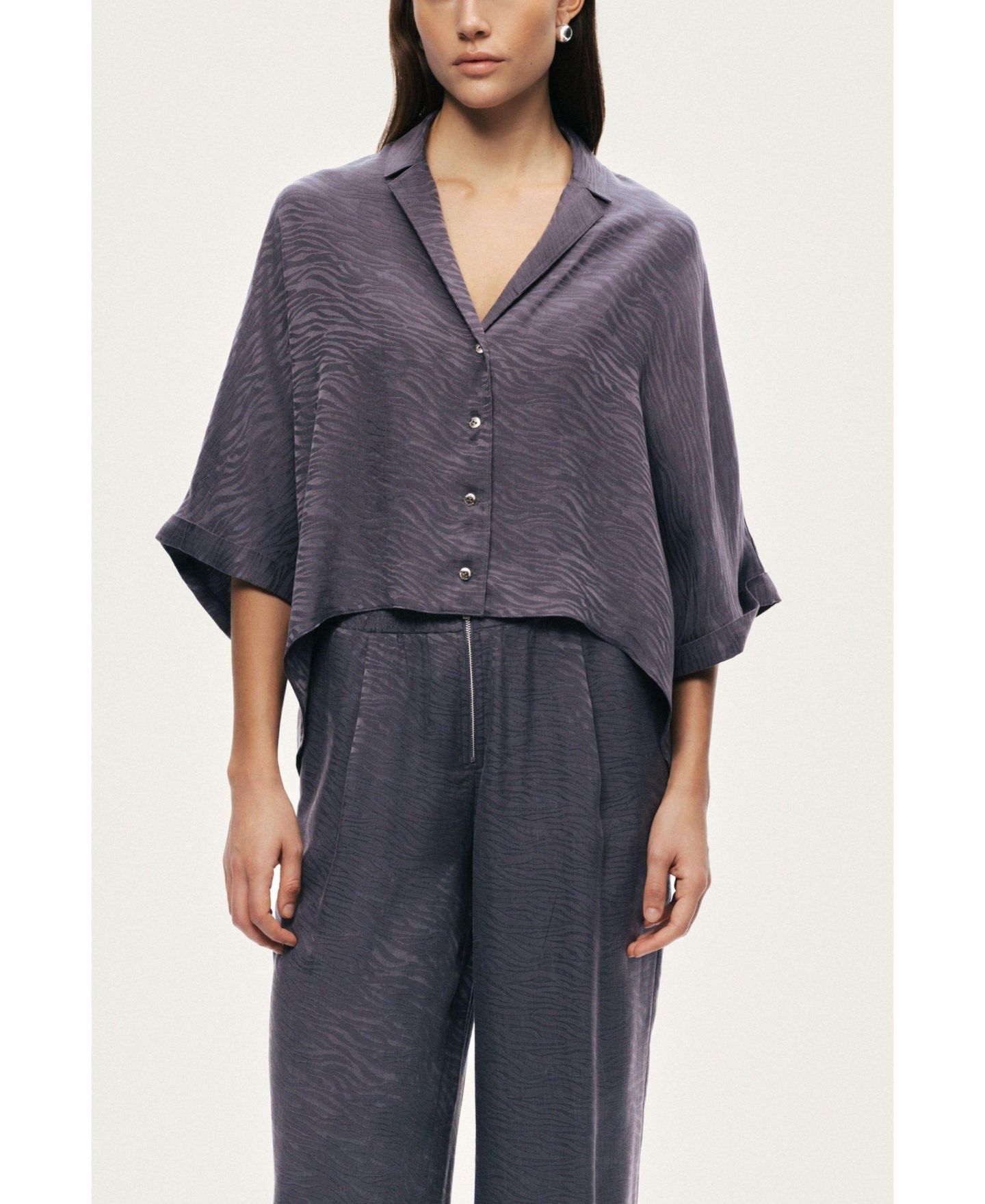 Женская рубашка NOCTURNE Relaxed Short-Sleeve Textured — фото 3
