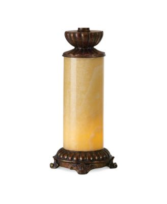 28.5" Tall Asian Inspired Table Lamps with Onyx Stone and Bell Shades, Set of 2