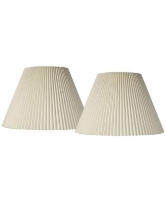 Set of 2 Knife Pleat Empire Lamp Shades Large 10.75" Top x 22" Bottom x 15.5" High Spider with Harp and Finial