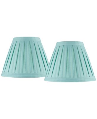 Set of 2 Pleat Empire Lamp Shades Turquoise Medium 7" Top x 14" Bottom x 11" High Spider Harp and Finial Fitting