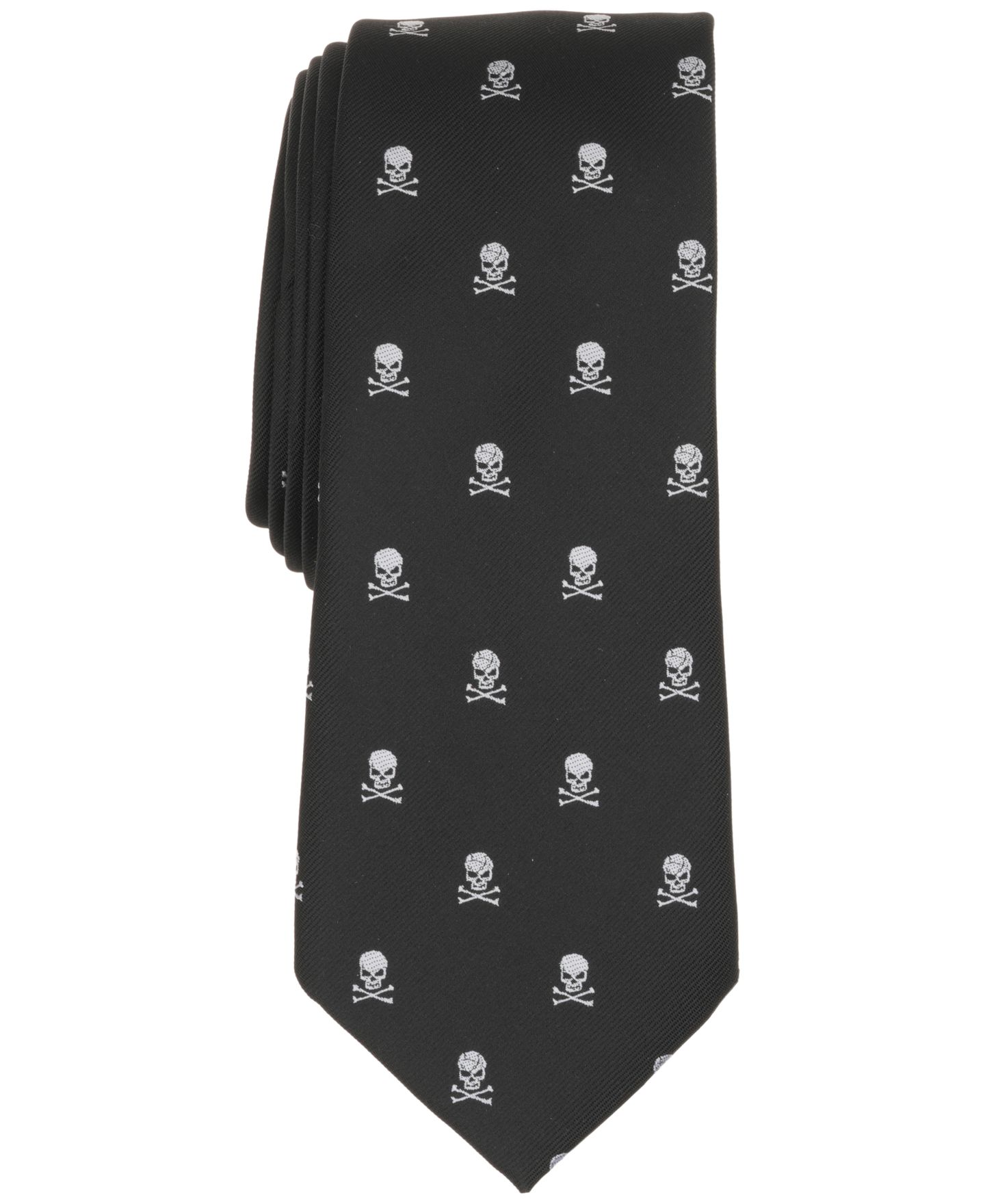 Мужской однотонный узкий галстук Bar III Cross-Bone, цвет: Чёрный — фото 1