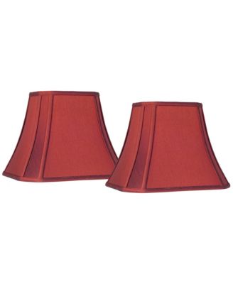 Set of 2 Rectangular Lamp Shades Medium 8" Wide x 6" Deep at Top 14" Wide x 11" Deep at Bottom 11" High Spider Harp Finial