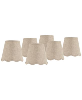 4" Top x 6" Bottom x 5 1/2" High x 5 1/2" Slant Lamp Shade Replacement Set of 6 Fawn Scalloped Clip On Candelabra