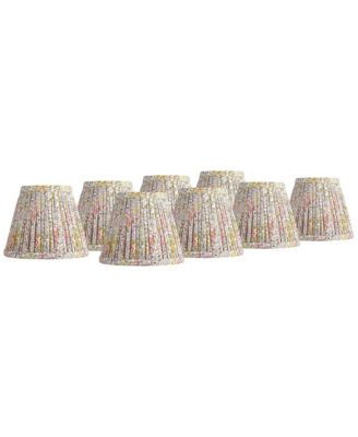 Nelle 3 1/2" Top 6" Bottom 5" High 5" Slant Print Lamp Shade Replacement Set of 8 Pleated Clip On Candelabra