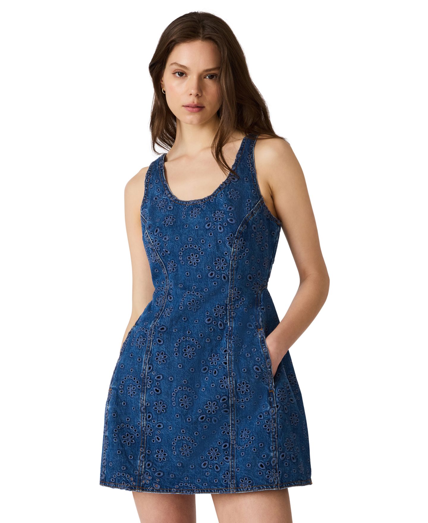 Женское платье Steve Madden Scoop Neck Mini, цвет: Синий — фото 2