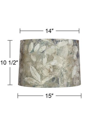 Slant Print Lamp Shade Replacement Drum Velvet Leaves Spider Harp Finial