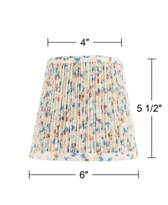 4" Top x 6" Bottom x 5 1/2" High x 5 1/2" Slant Print Lamp Shade Replacement Set of 6 Leaf Pleated Clip On