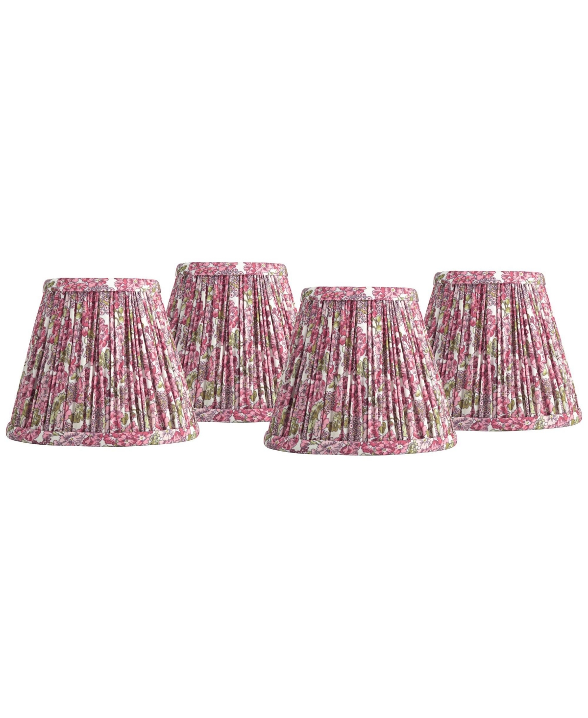 Springcrest Nelle 3 1 2 Top x 6 Bottom x 5 High x 5 Slant Print Lamp Shade Replacement Set of 4 Pleated Clip On Candelabra - Pink