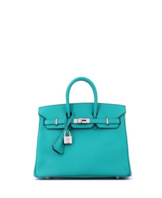Birkin 25 Handbag Blue Epsom with Palladium Hardware