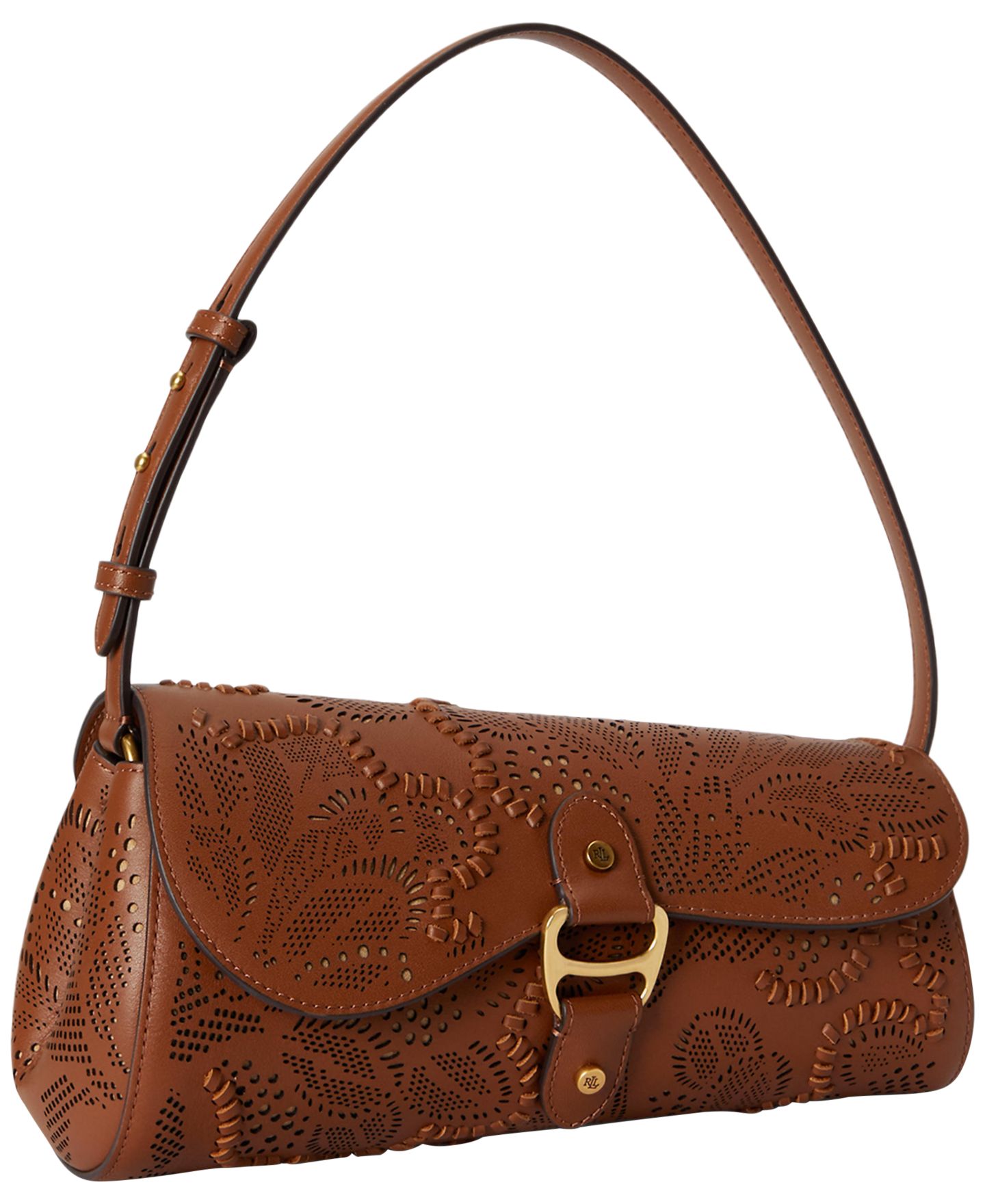 Женская сумка Lauren Ralph Lauren Tasha Medium Floral Tooled Leather East-West, цвет: Рыжевато-коричневый — фото 4