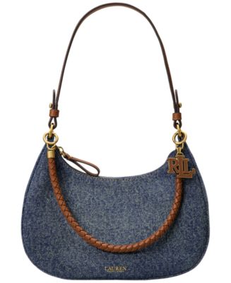 Lauren Ralph Lauren Marcy Medium Denim Zip Shoulder Bag - Macy's