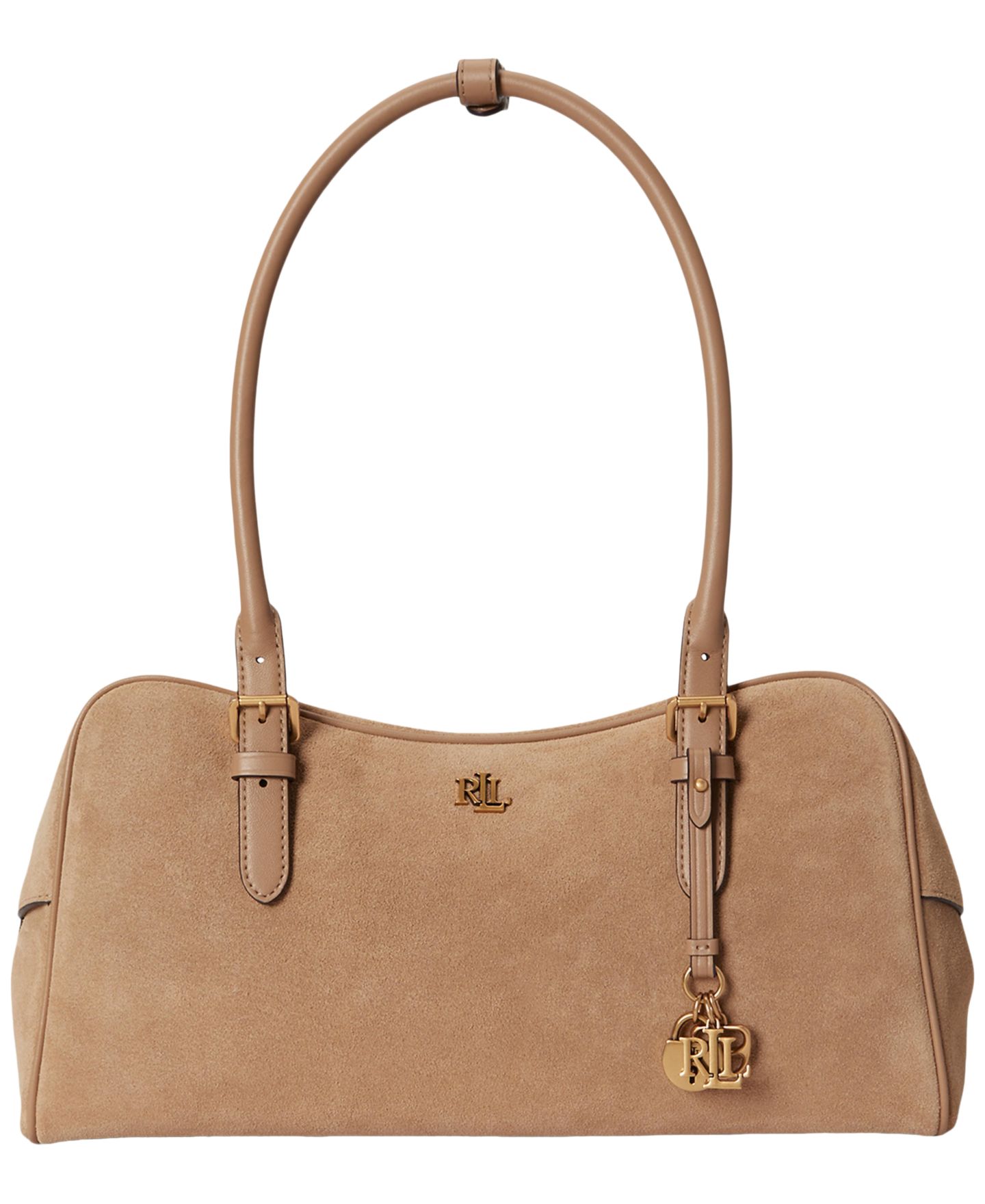 Женская сумка Lauren Ralph Lauren Marcy Large Suede Zip Satchel, цвет: Рыжевато-коричневый — фото 1