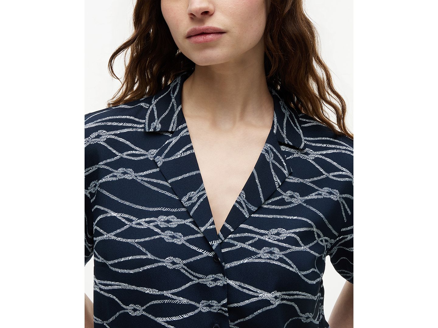 Женская рубашка Tommy Hilfiger Short-Sleeve Shirt, цвет: Тёмный ночной тёмно-синий — фото 3