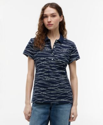 Women's Printed Short-Sleeve Polo Top