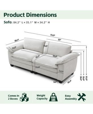 Modular Sectional Sofa - 84.2" Chenille Upholstered 2-Deep Seat Couch with Removable Washable Covers, Pocket Coil Spring for Living Room
