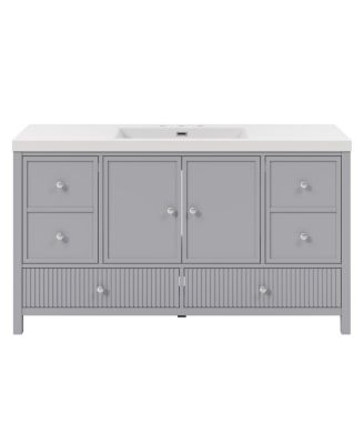 60 Inch Modern Bathroom Vanity with Countertop, Soft Close Drawers and Ample Storage, Freestanding Cabinet for Large Bathrooms