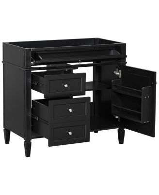 Bathroom Vanity without Top Sink, Soft Close Drawers, Adjustable Shelf and Door Organizer for Small